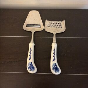 Elesva Delft Blue Cheese Slicer & Grater | Stainless Steel | Ceramic Handles